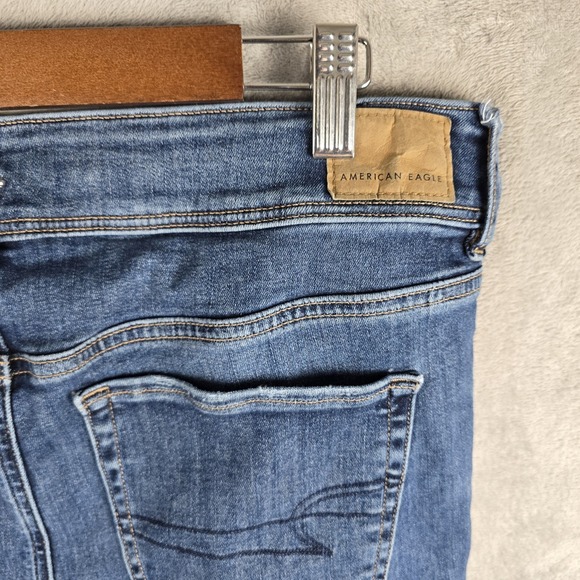American Eagle Kick Boot Jeans Womens 10 Long Blue Stretch Medium Wash Denim - Picture 3 of 12